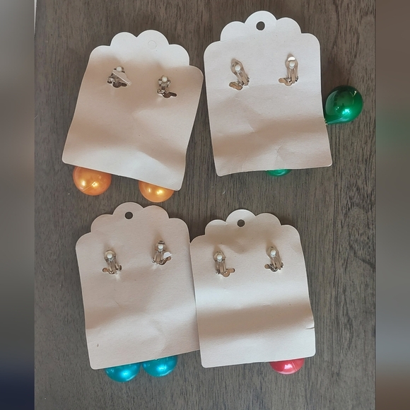 Dangling Earrings 4” Gold Toned Accent Teardrop Style 80's Fashion Set Of 4 - Picture 7 of 11